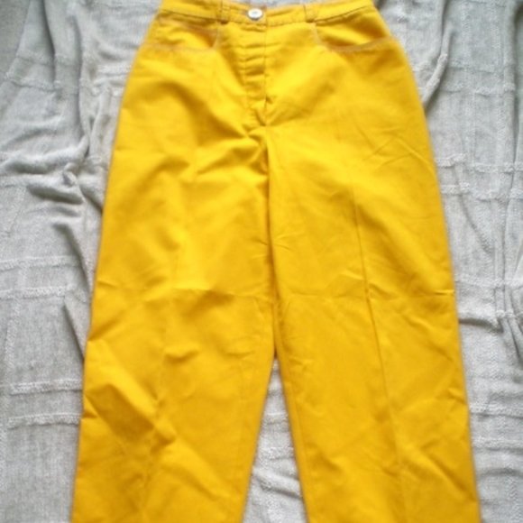 Courreges vintage yellow cotton pants suit France 36 pants Jacket 42 bust - Picture 15 of 15